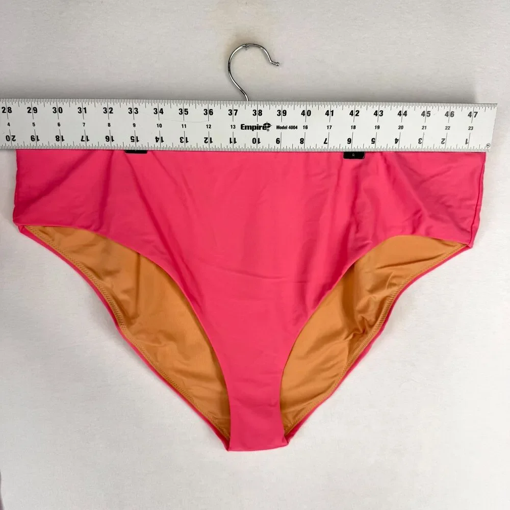 J.Crew High Rise Bikini Bottom Bathing suit Pink Ladies‎ Size 3X NEW BF178 TRO